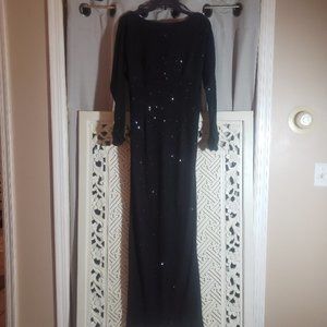 VINCE CAMUTO LONG BLACK SEQUIN DRESS/GOWN-COWL BACK